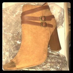 CATO Open Toe Stack Heel Zip Ankle Boot Size 11 M